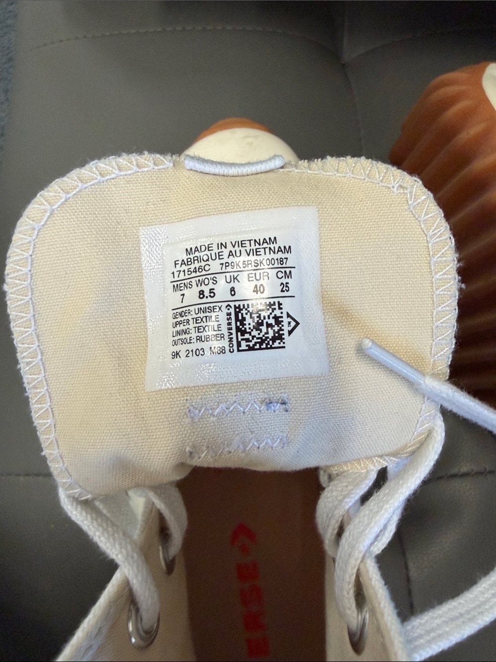 Converse Kids' White High-Top Sneakers with Black and Gum Sole - Picture 4 of 4
